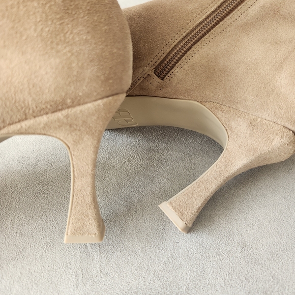 Gianni Bini heeled boots 9.5 beige suede CatWalk knee high snip toe tall new$130 - Picture 12 of 16